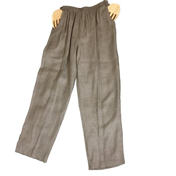 VTG Saint Germain Paris Woven Rayon Pull On Trouser Pants Sz L Brown 141X - Picture 1 of 8